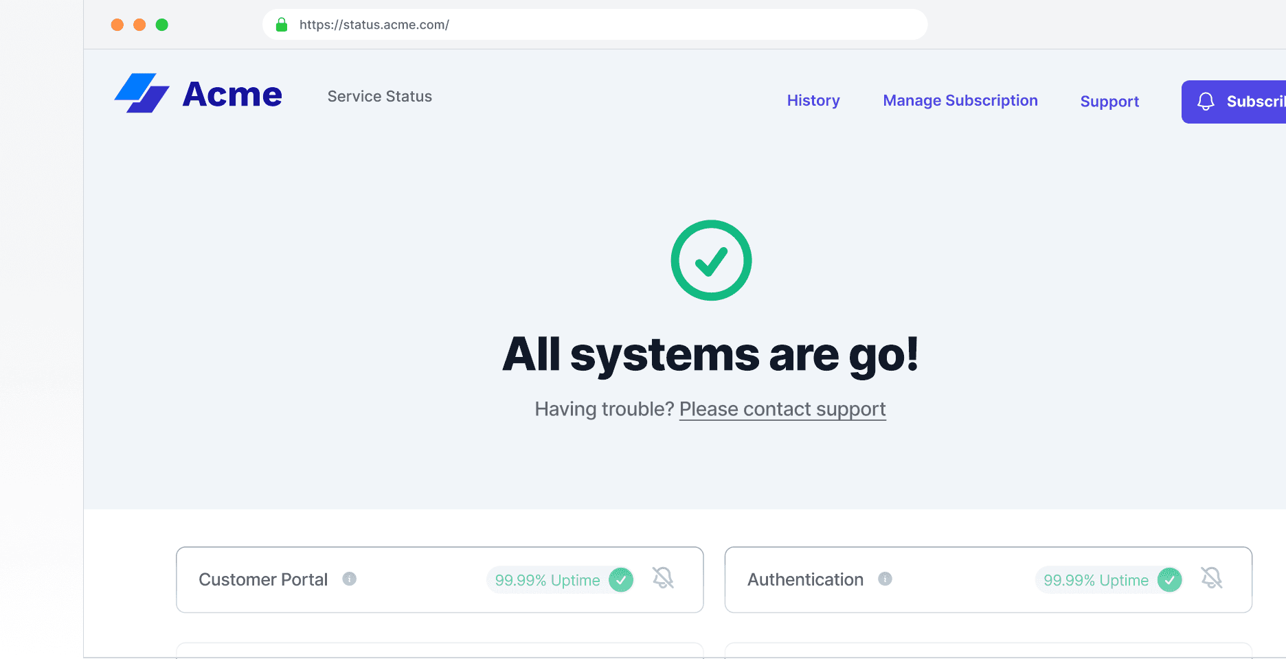 Public Status Page